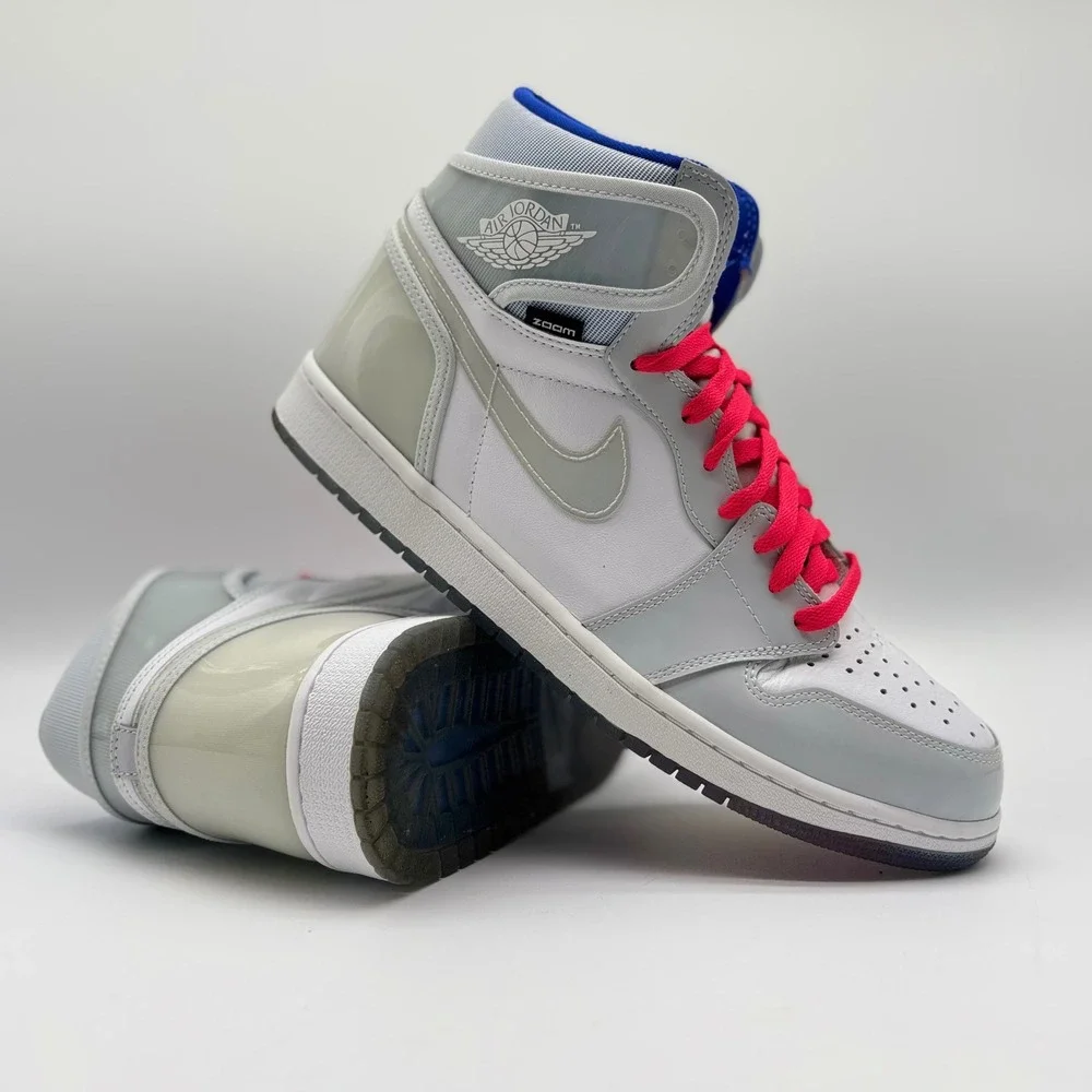 Nike Air Jordan 1 High Zoom Racer Blue White Grey CK6637-104 Mens 11.5